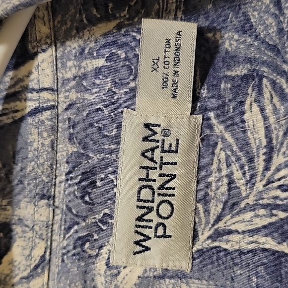 Windham Pointe Blue Tropical Cotton Shirt Size XXL - Picture 2 of 8